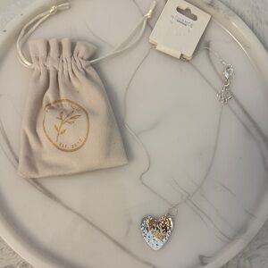 Two-Tone Heart Pendant Necklace - Silver & Gold Finish